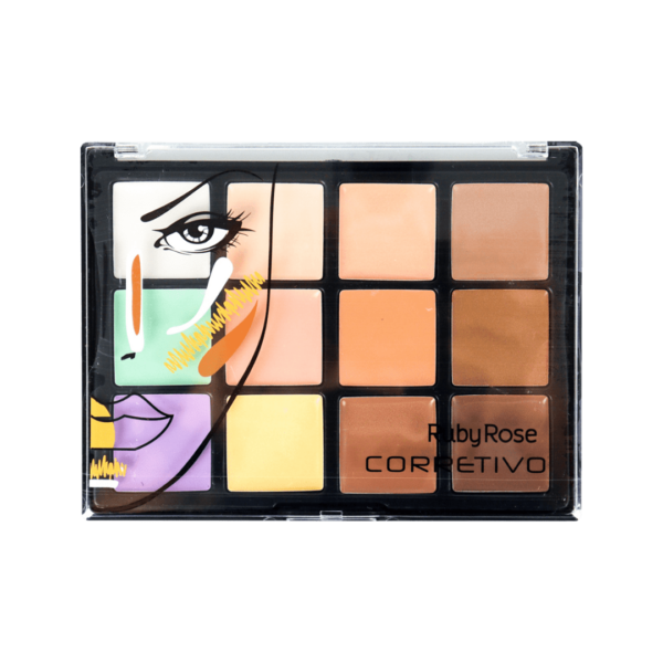 CORRECTIVO PALETA RUBY ROSE CON 12 COLORES